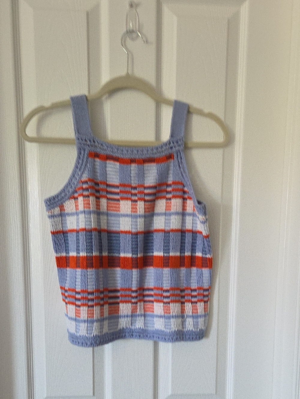 Banana Republic Light Blue & Orange Striped Knit Tank. Size S